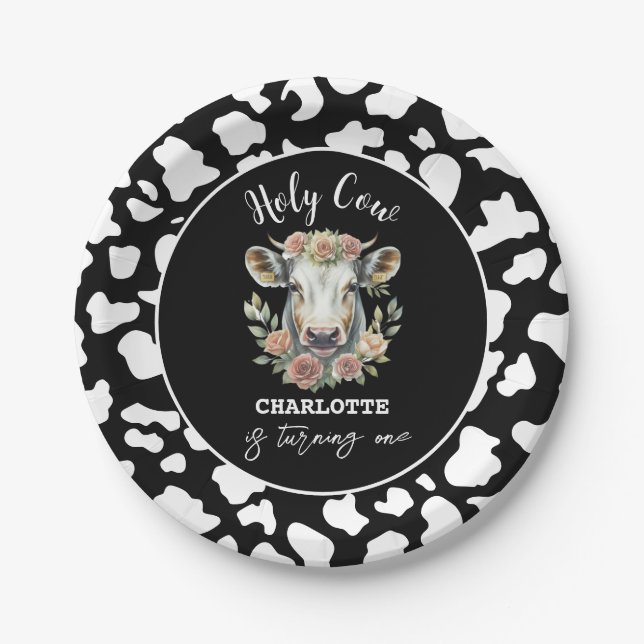 Prato De Papel Santa vaca, sou primeiro aniversario de uma vaca (Frente)