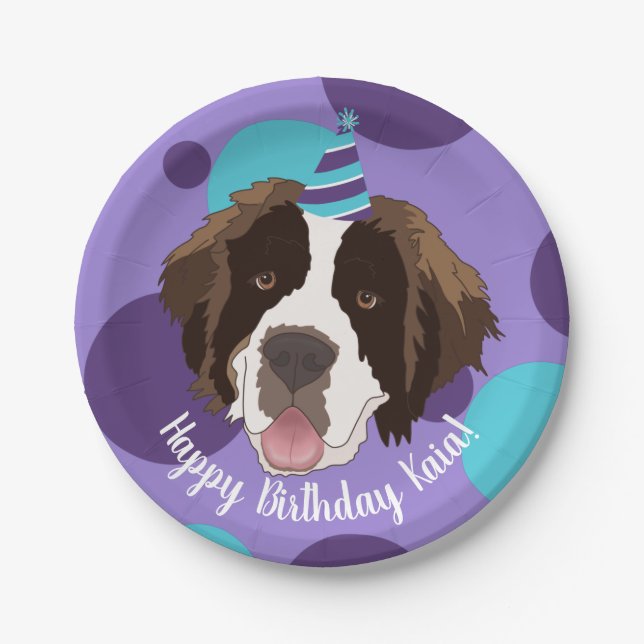 Prato De Papel Santo Bernard Birthday (Frente)
