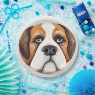 Prato De Papel Santo Bernard Dog 3D Inscrito