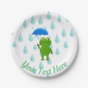 Prato De Papel Sapo Kawaii e Chuva