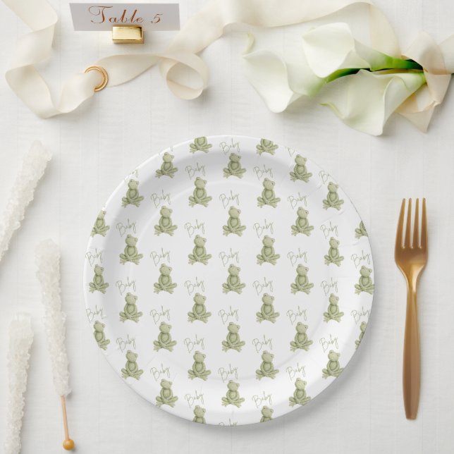 Prato De Papel Sapo Verde Bebê Simpático Fantasia Chuveiro de Beb (Casamento)