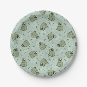 Prato De Papel Sapos de Sage Bubble - o padrão verde de crianças.