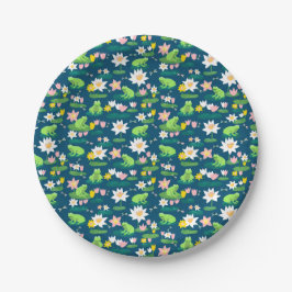 Prato De Papel Sapos e Lily Pads CHÁ DE FRALDAS de aniversário bo
