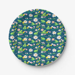 Prato De Papel Sapos e Lily Pads CHÁ DE FRALDAS de aniversário bo