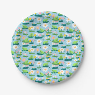 Prato De Papel Sapos e Lily Pads CHÁ DE FRALDAS de aniversário bo