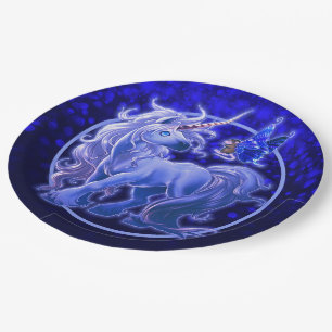 Prato De Papel Sapphire Sparkle Blue Unicorn