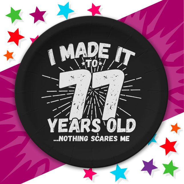 Prato De Papel Sarcástico de 77 anos Meme Engraçado 77º aniversár (Criador carregado)