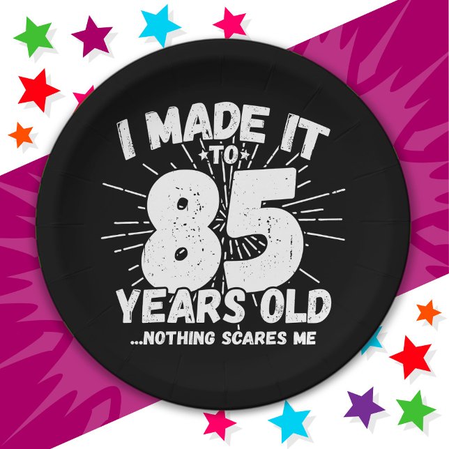 Prato De Papel Sarcástico de 85 anos Meme Engraçado 85º aniversár (Criador carregado)