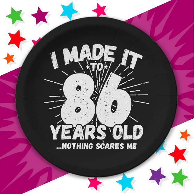 Prato De Papel Sarcástico de 86 anos Meme Engraçado 86º aniversár (Criador carregado)