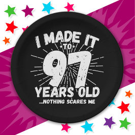 Prato De Papel Sarcástico de 97 anos Meme Engraçado 97º aniversár