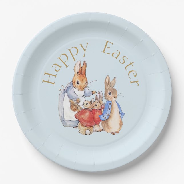 Prato De Papel saudação Feliz Páscoa do coelho Peter (Frente)