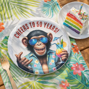 Prato De Papel Saudações aos 50 Anos de Verão Macaco 50º Aniversá