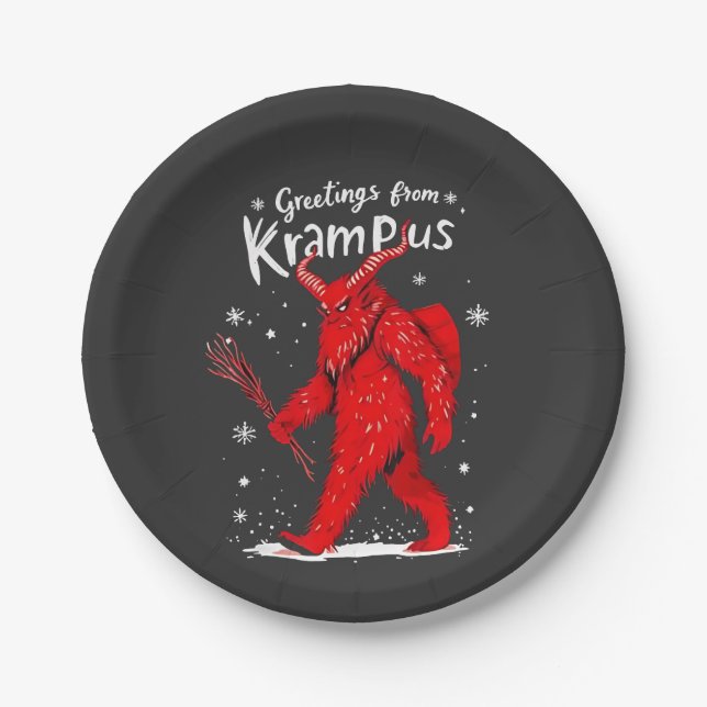 Prato De Papel Saudações do Natal de Krampus Xmas (Frente)
