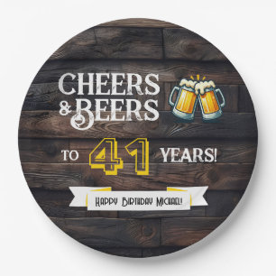 Prato De Papel Saudações e Cervejas para 41 Anos de Aniversário R
