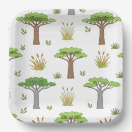 Prato De Papel Sauvanna Arbres et Poussins Africains