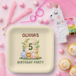 Prato De Papel Savannah giraffe lion hippo zebra elefante