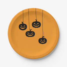 Prato De Papel Scary Pumpkin hanging