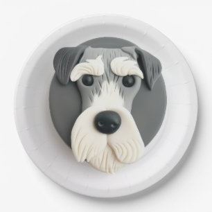 Prato De Papel Schnauzer Dog 3D Inspirado