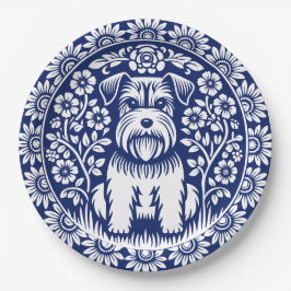 Prato De Papel Schnauzer ou Norfolk Terrier Charming FolArt
