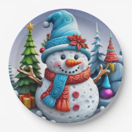 Prato De Papel Schneemann in Winterlandschaft -