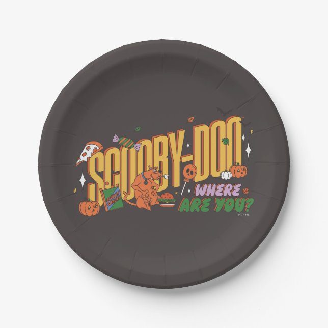 Prato De Papel Scooby-Doo Halloween Snack Logo (Frente)