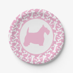 Prato De Papel Scottie e ossos cor-de-rosa de Buncha