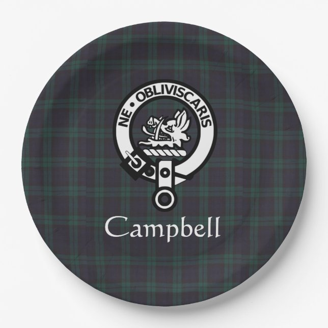 Prato De Papel Scottish Campbell Crest Crachá & Tartan (Frente)