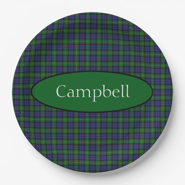 Prato De Papel Scottish Campbell Family Tartan Personalizado (Frente)