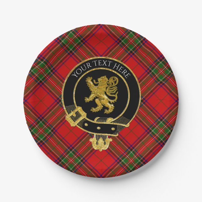 Prato De Papel Scottish Clan Crest Lion Tartan (Frente)