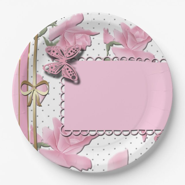 Prato De Papel Scrapbooking a rosa (Frente)