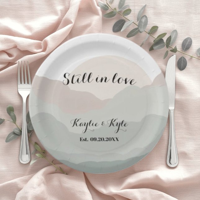 Prato De Papel Script Boho Aquarela Montanha (Criador carregado)