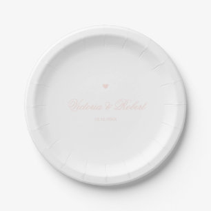Prato De Papel Script Elegante Personalizado Coração Rosa