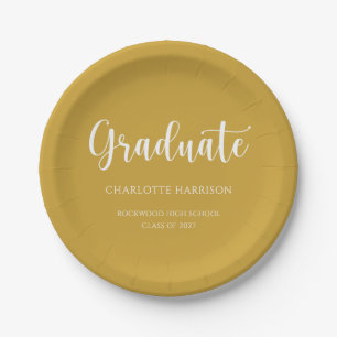Prato De Papel Script Simples Casual de festa de formatura