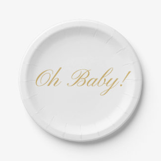 Prato De Papel Script Simples Oh Baby| Chá de fraldas