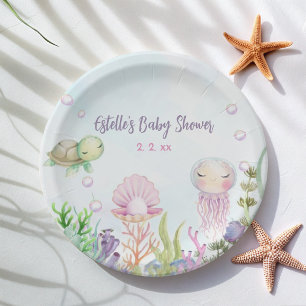 Prato De Papel Sea Creatures Chá de fraldas Placas
