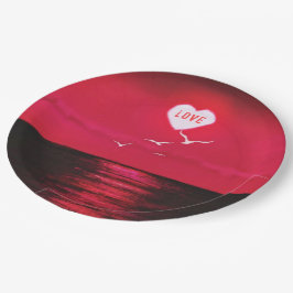 Prato De Papel Sea Sunset Love Heart Paper Plates Romântico