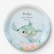 Sea Turtle Baby Shower Paper Plates
