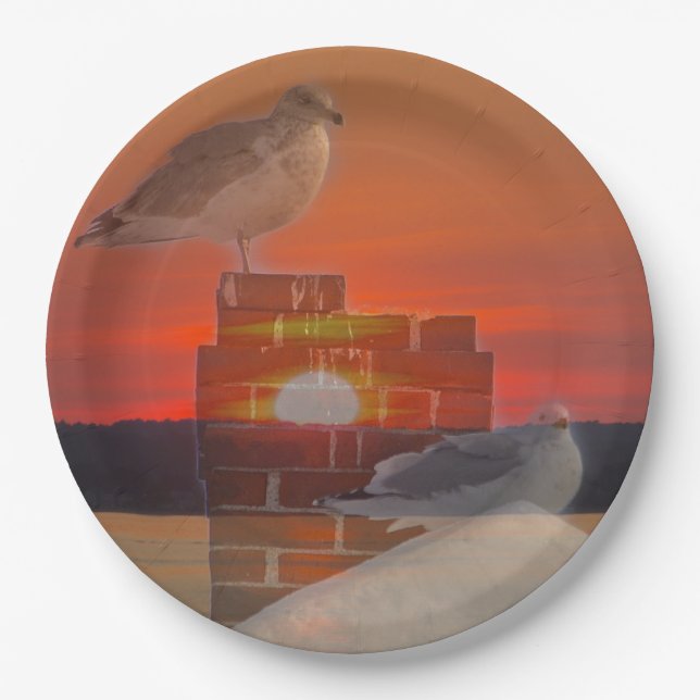 Prato De Papel Seagull Sunset (Frente)