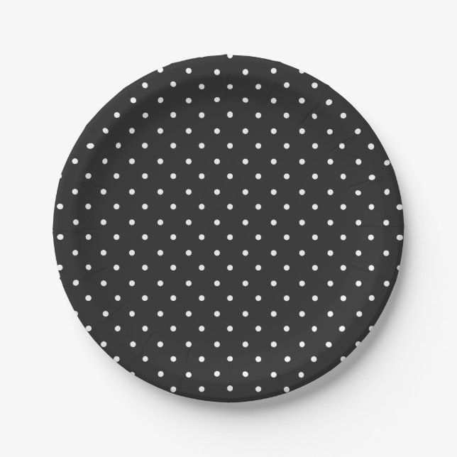 Prato De Papel Seamless black and white polka dot pattern  (Frente)
