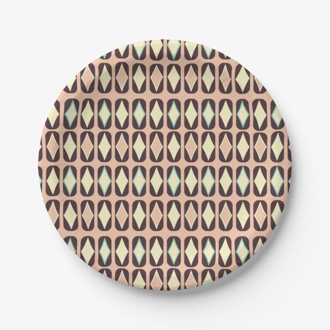 Prato De Papel Seamless geometric pattern in dark brown leaf  (Frente)