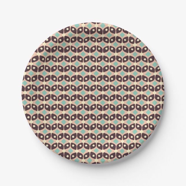 Prato De Papel Seamless geometric pattern in dark brown leaf  (Frente)