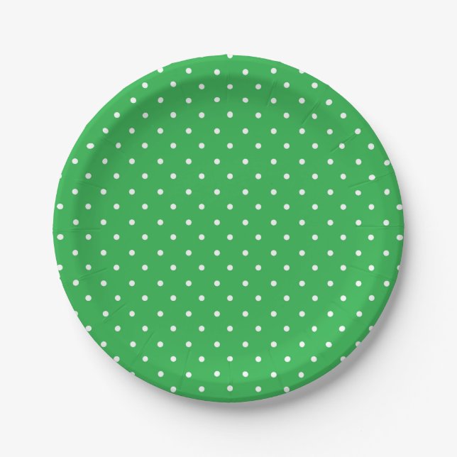 Prato De Papel Seamless green background polka dot pattern (Frente)