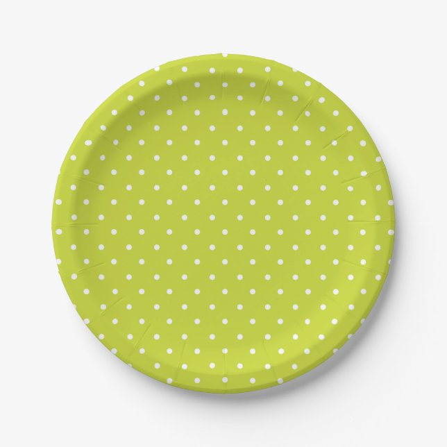 Prato De Papel Seamless pattern  bright lime polka dot pattern (Frente)