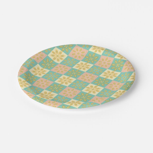 Prato De Papel Seamless pattern with geometric floral motifs (Inclinado)