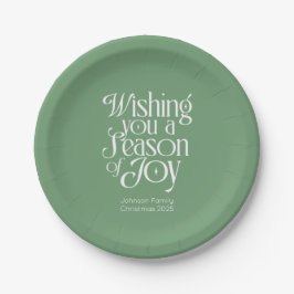 Prato De Papel Season of Joy Holiday Plates Personalized