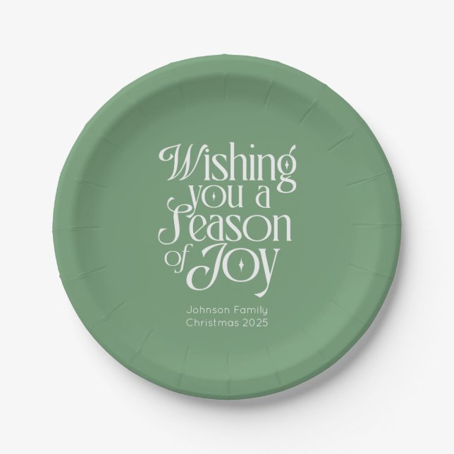 Prato De Papel Season of Joy Holiday Plates Personalized (Frente)