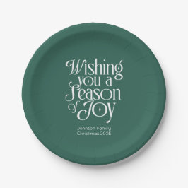 Prato De Papel Season of Joy Holiday Plates Personalized