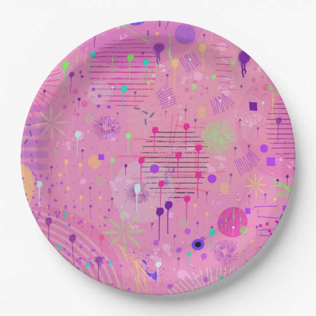 Prato De Papel Seasonal Fruit Salad: Abstract Painting (Frente)