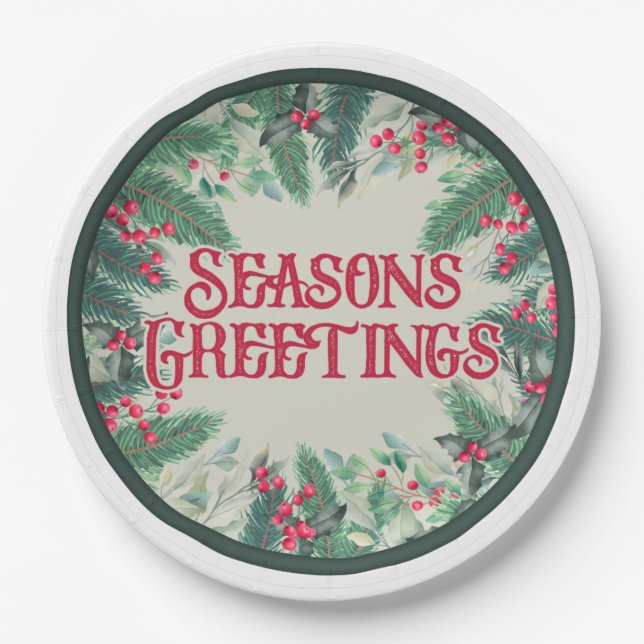 Prato De Papel Seasons Saudações (Frente)
