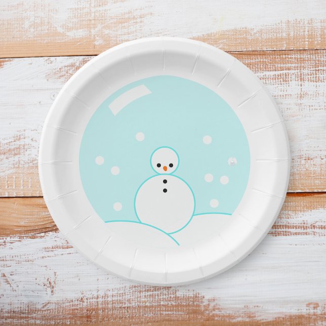 Prato De Papel Seasons Saudações Globo de Neve Papel Snowman Plat (Xmas Party Paper Plates)